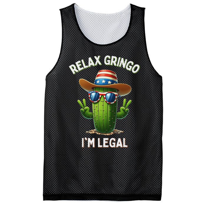 Relax Gringo Im Legal Latino Mexican Immigrant 4th Of July Mesh Reversible Basketball Jersey Tank