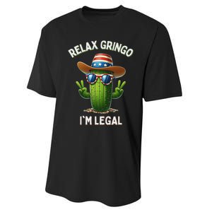 Relax Gringo Im Legal Latino Mexican Immigrant 4th Of July Performance Sprint T-Shirt