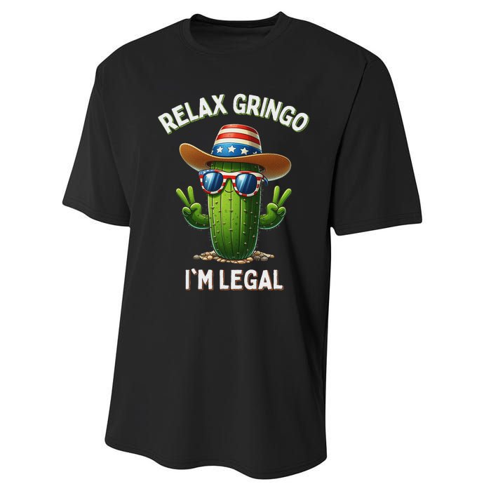 Relax Gringo Im Legal Latino Mexican Immigrant 4th Of July Performance Sprint T-Shirt