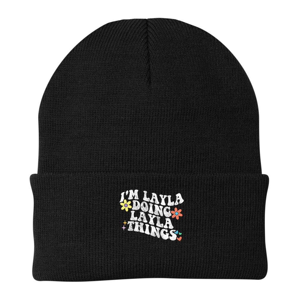 Retro Groovy Im Layla Doing Layla Things Funny Mother's Day Beanie