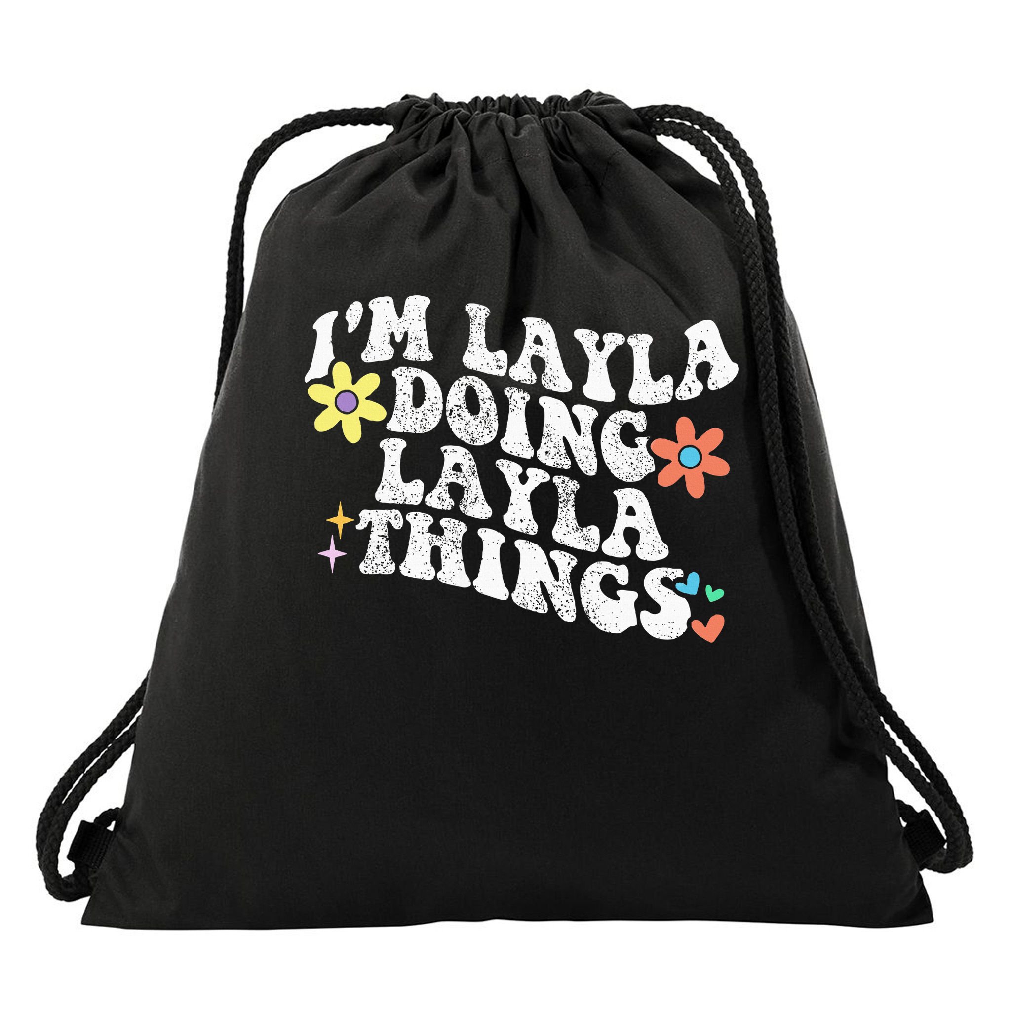 Retro Groovy Im Layla Doing Layla Things Funny Mother's Day Drawstring Bag