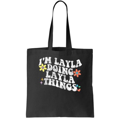 Retro Groovy Im Layla Doing Layla Things Funny Mother's Day Bag