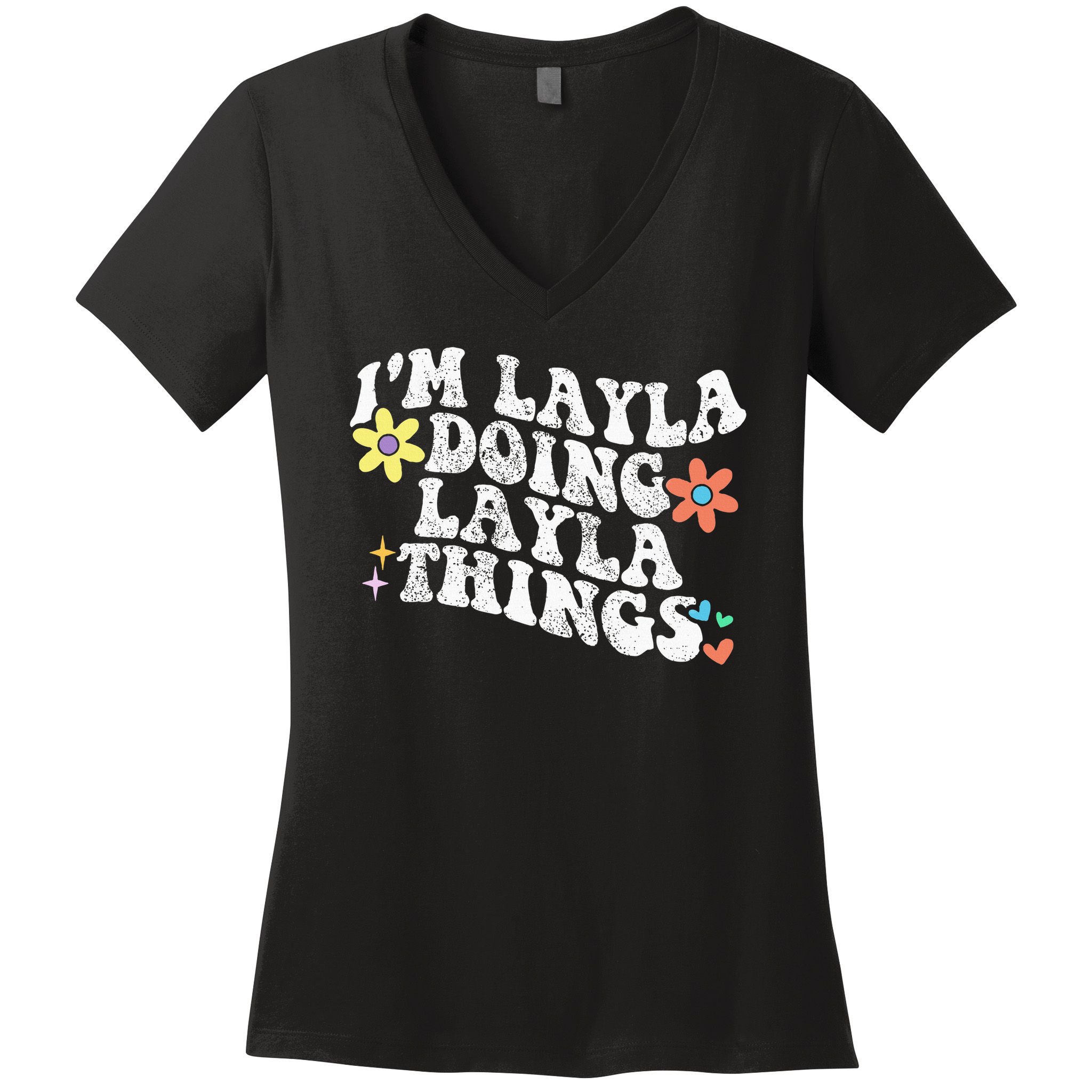 Retro Groovy Im Layla Doing Layla Things Funny Mother's Day Women's V-Neck T-Shirt