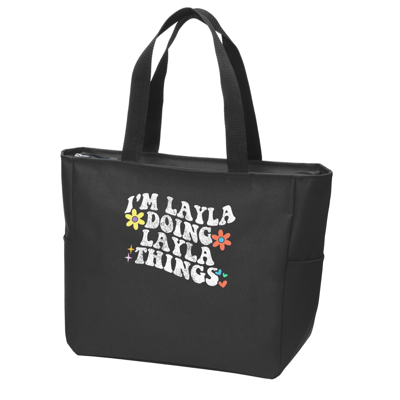 Retro Groovy Im Layla Doing Layla Things Funny Mother's Day Zip Tote Bag