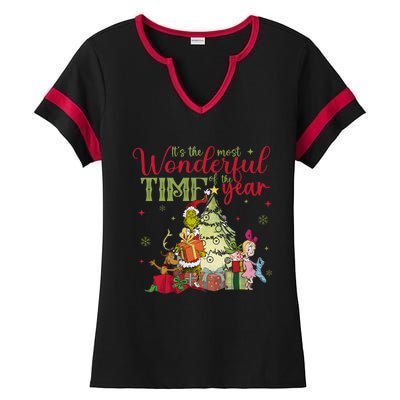 Retro Grinchmas Its The Most Wonderful Time Of The Year Ladies Halftime Notch Neck Tee