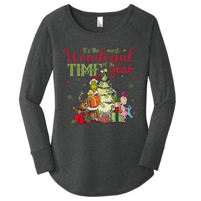 Retro Grinchmas Its The Most Wonderful Time Of The Year Women's Perfect Tri Tunic Long Sleeve Shirt