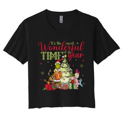 Retro Grinchmas Its The Most Wonderful Time Of The Year Women's Crop Top Tee