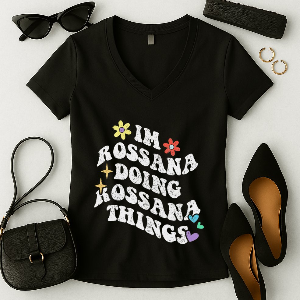 Retro Groovy Im Rossana Doing Rossana Things Funny MotherS Women's V-Neck T-Shirt