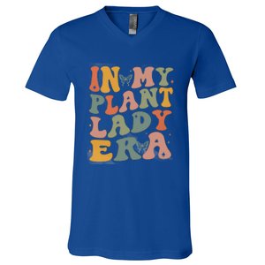 Retro Groovy In My Plant Lady Era Xmas Gardening Plant Mom Gift V-Neck T-Shirt