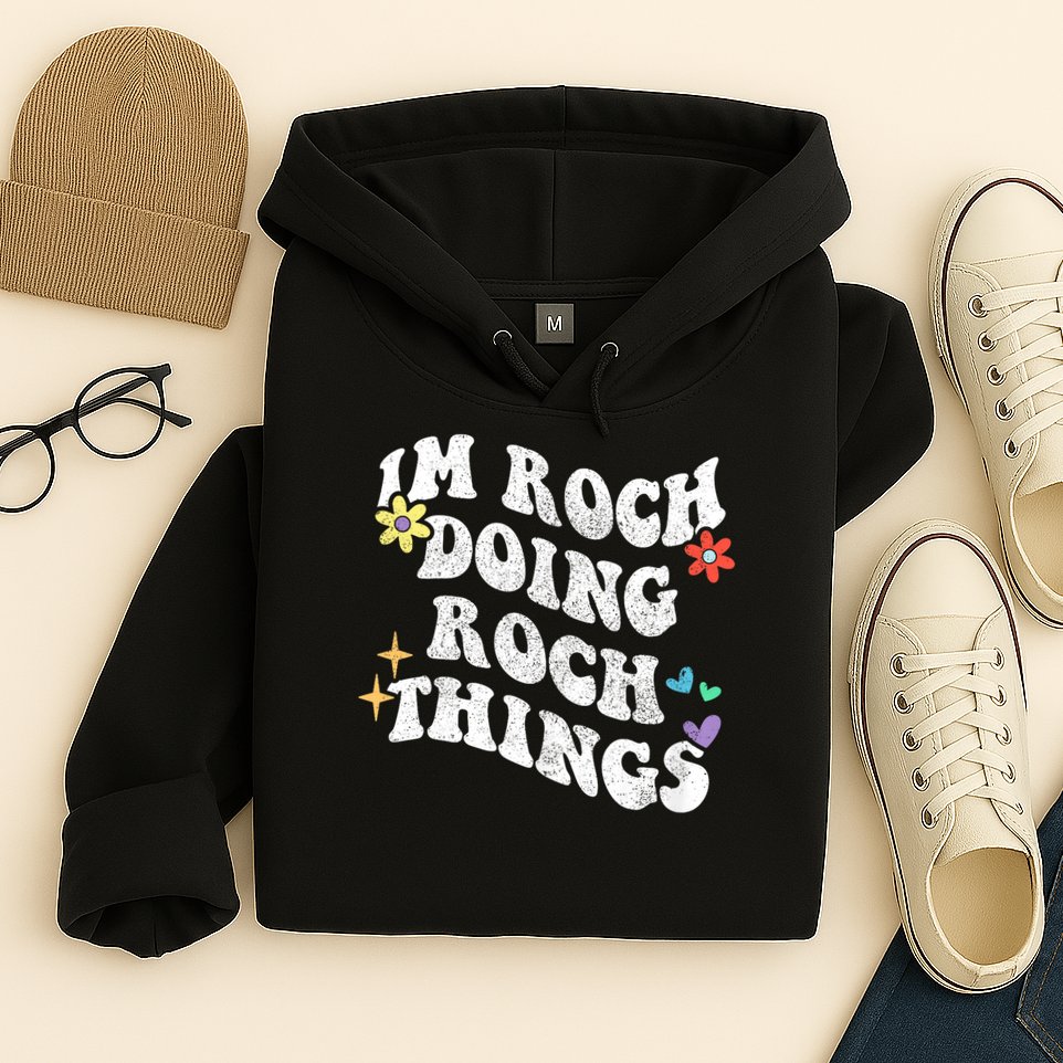 Retro Groovy Im Roch Doing Roch Things Funny Mother's Day Hoodie