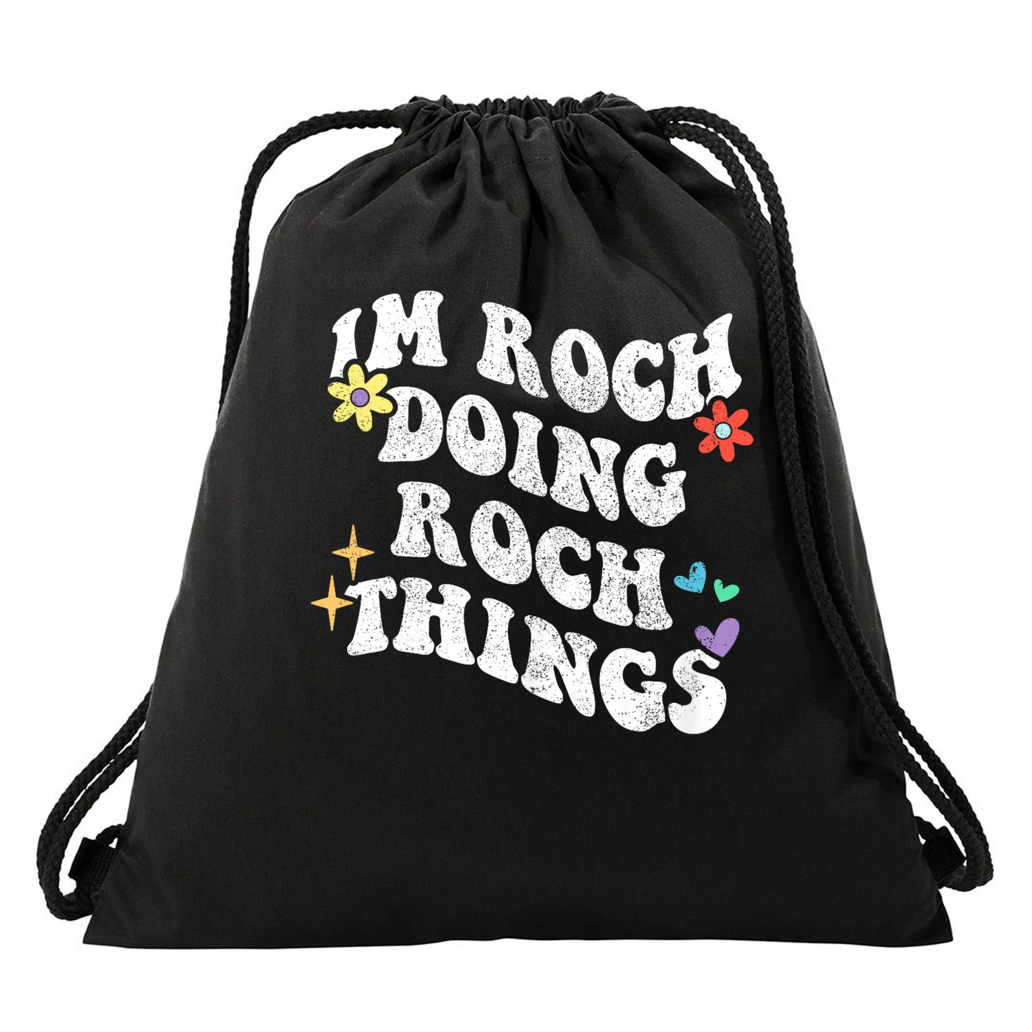 Retro Groovy Im Roch Doing Roch Things Funny Mother's Day Drawstring Bag
