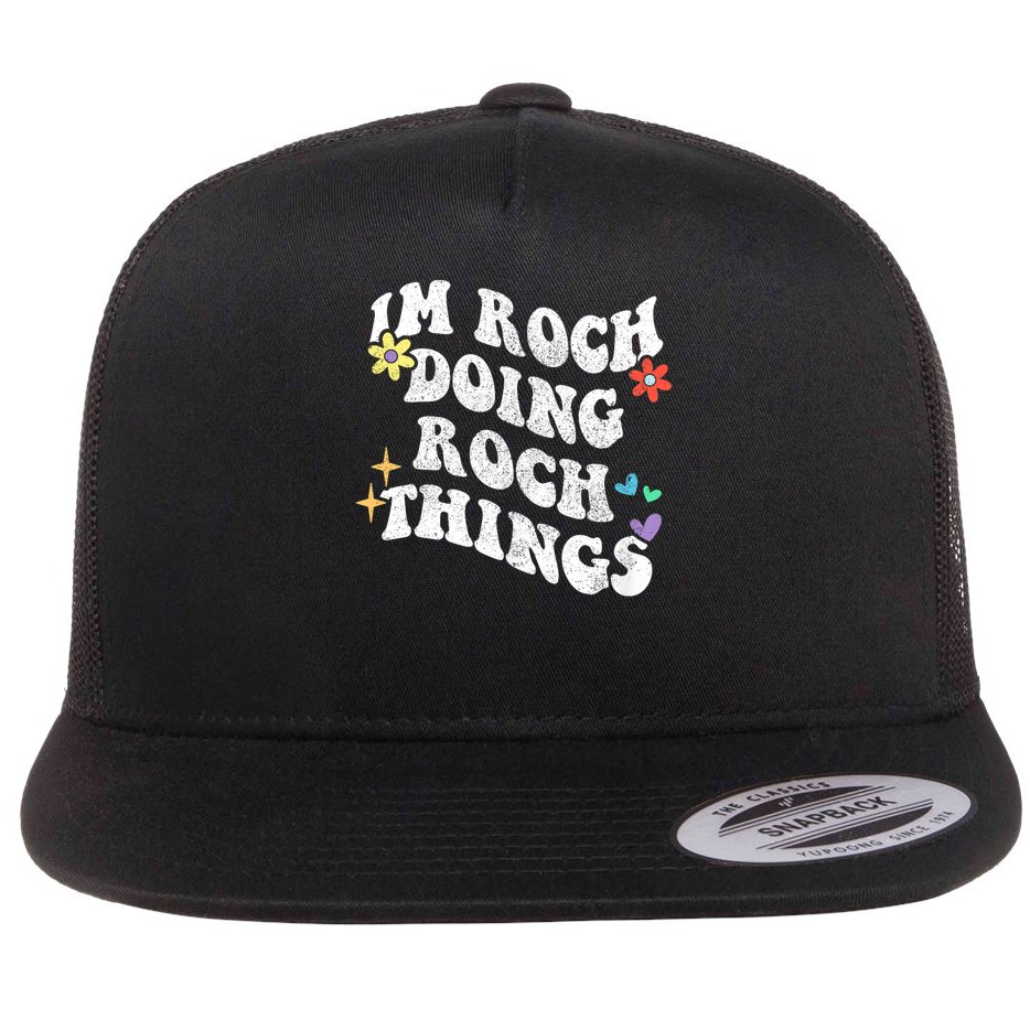 Retro Groovy Im Roch Doing Roch Things Funny Mother's Day Flat Bill Trucker Hat