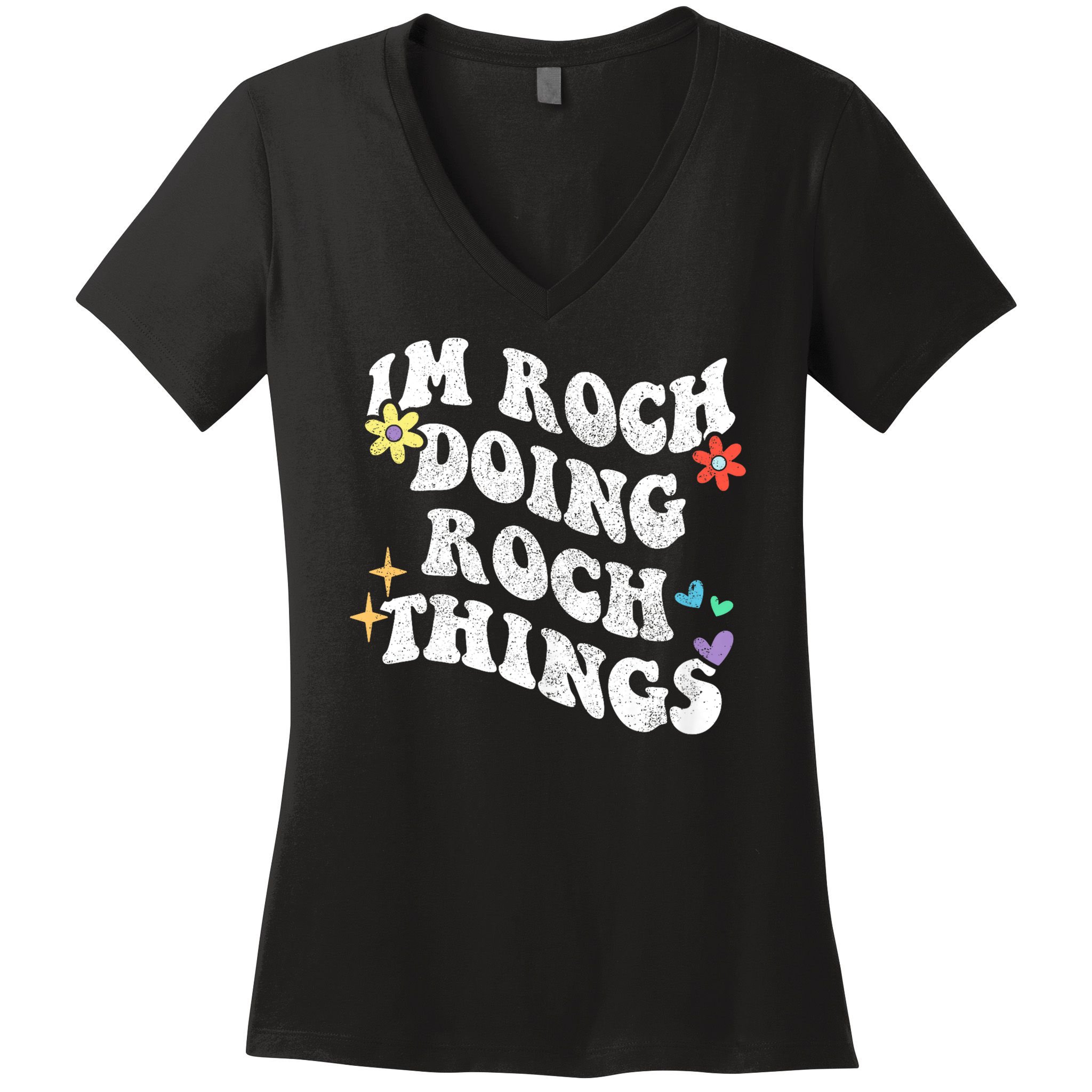 Retro Groovy Im Roch Doing Roch Things Funny Mother's Day Women's V-Neck T-Shirt