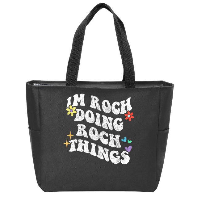 Retro Groovy Im Roch Doing Roch Things Funny Mother's Day Zip Tote Bag