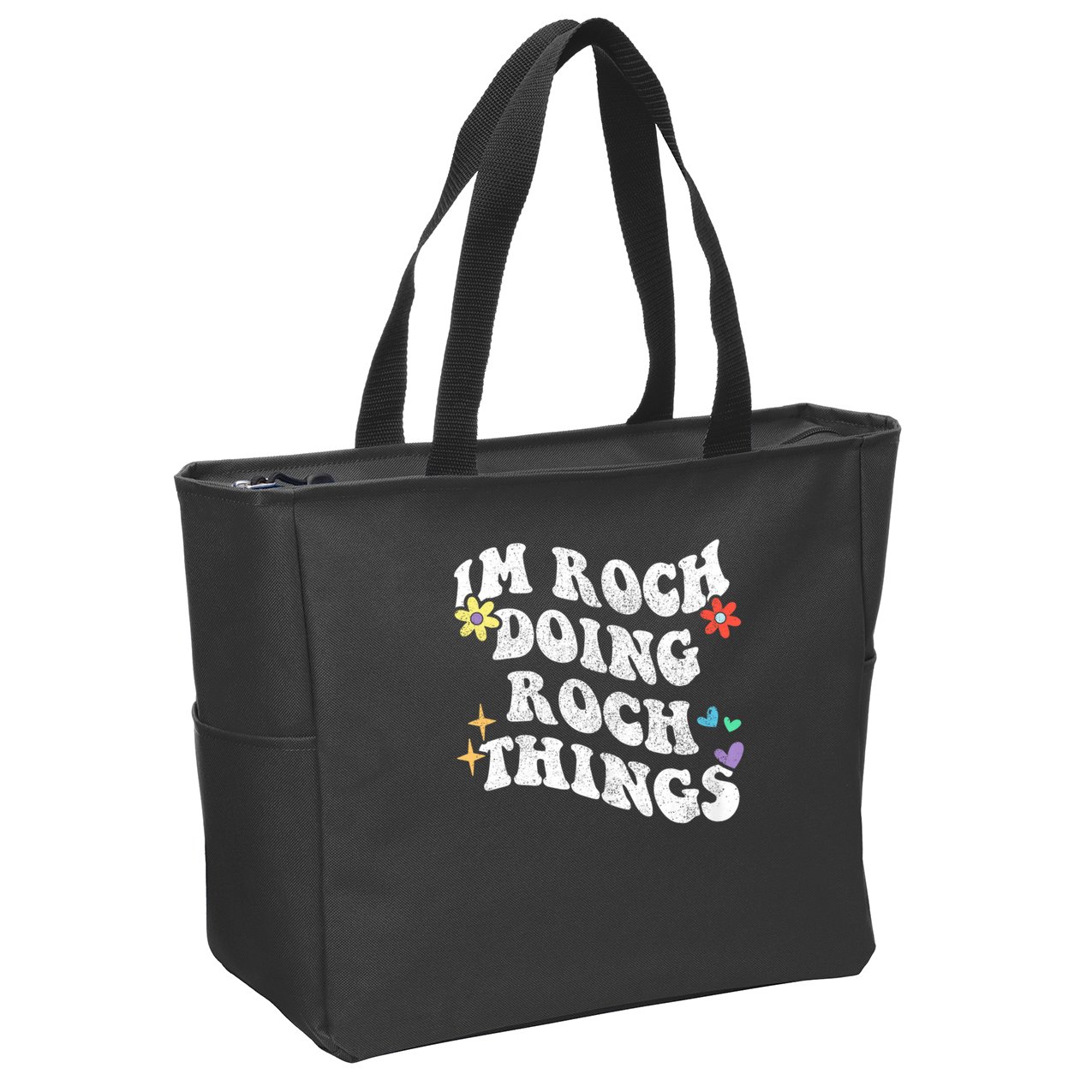 Retro Groovy Im Roch Doing Roch Things Funny Mother's Day Zip Tote Bag