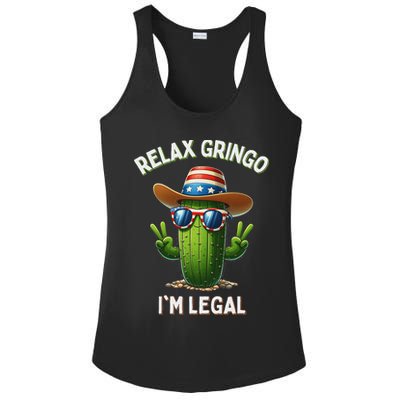 Relax Gringo Im Legal Latino Mexican Immigrant Ladies PosiCharge Competitor Racerback Tank