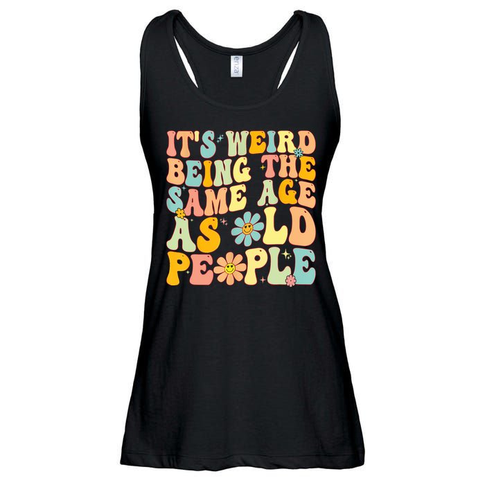 Retro Groovy It's Weird Being The Same Age As Old People Ladies Essential Flowy Tank