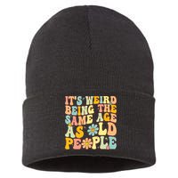 Retro Groovy It's Weird Being The Same Age As Old People Sustainable Knit Beanie