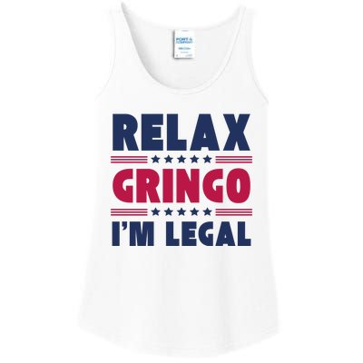 Relax Gringo Im Legal Funny Mexican American Immigration Joke Ladies Essential Tank