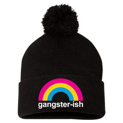 Rainbow Gangster Ish Pom Pom 12in Knit Beanie