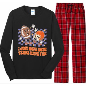 Retro Groovy I Just Hope Both Teams Have Fun Funny Football Cool Gift Long Sleeve Pajama Set