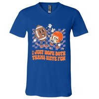 Retro Groovy I Just Hope Both Teams Have Fun Funny Football Cool Gift V-Neck T-Shirt