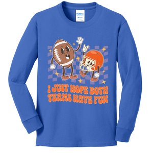 Retro Groovy I Just Hope Both Teams Have Fun Funny Football Cool Gift Kids Long Sleeve Shirt