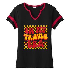 Retro Groovy In My Travis Era Ladies Halftime Notch Neck Tee