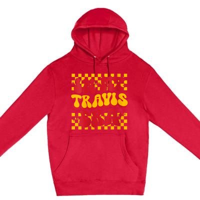 Retro Groovy In My Travis Era Premium Pullover Hoodie