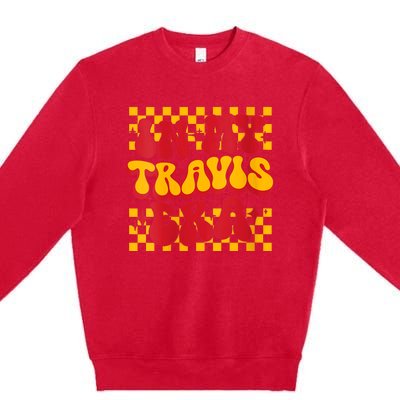 Retro Groovy In My Travis Era Premium Crewneck Sweatshirt