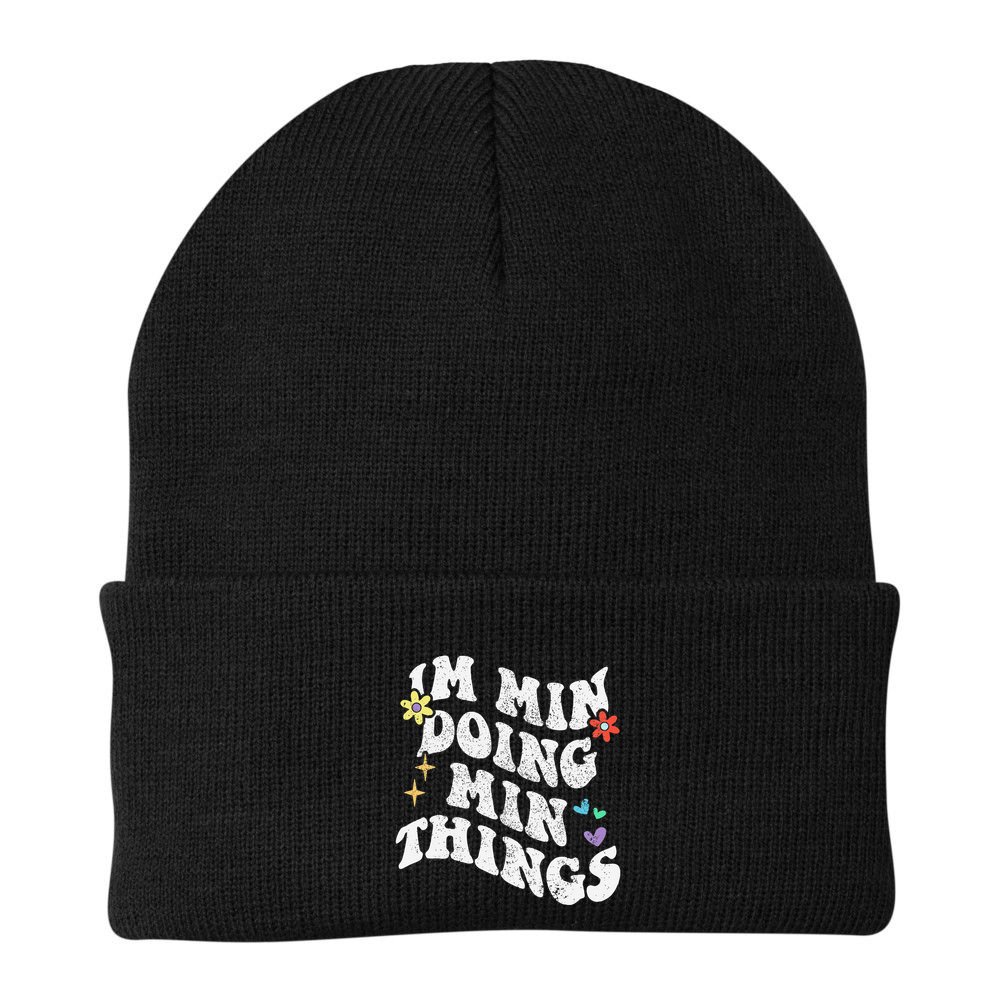 Retro Groovy Im Min Doing Min Things Funny MotherS Day Beanie