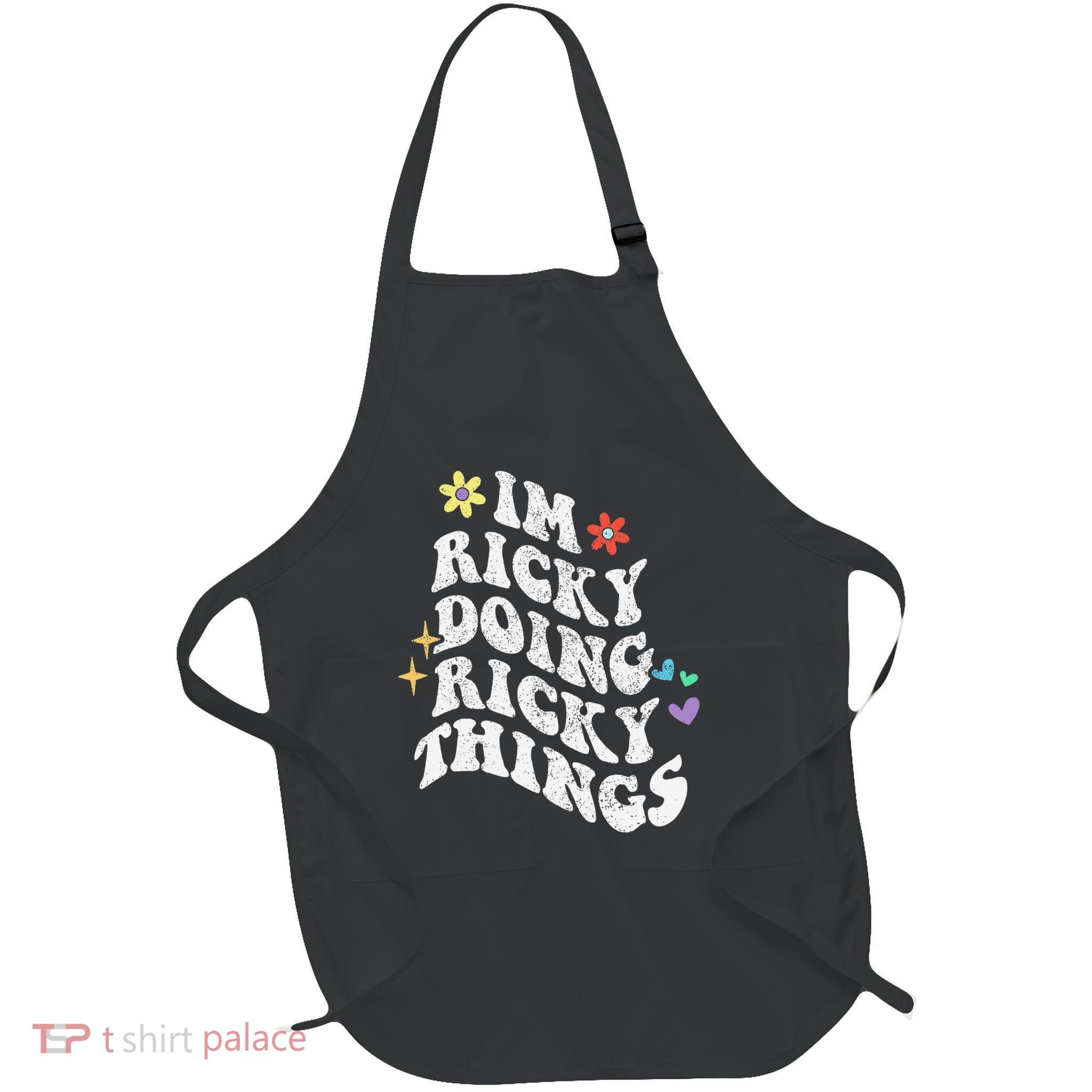 Retro Groovy Im Ricky Doing Ricky Things Funny MotherS Day Full-Length Apron With Pockets