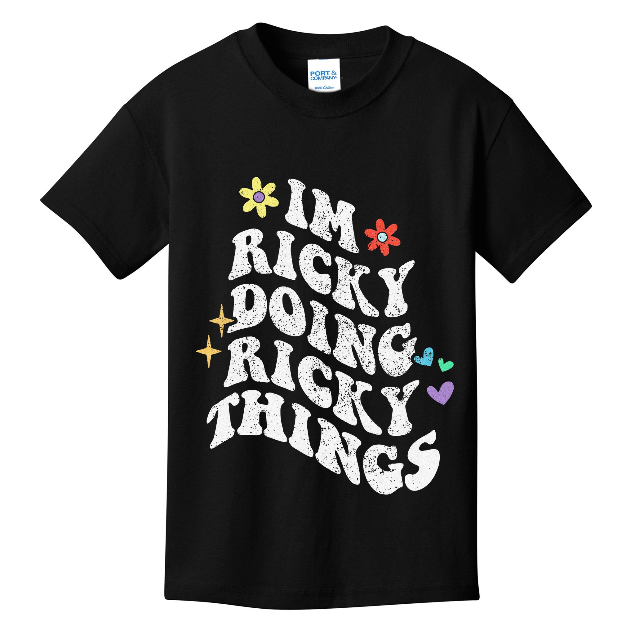 Retro Groovy Im Ricky Doing Ricky Things Funny MotherS Day Kids T-Shirt
