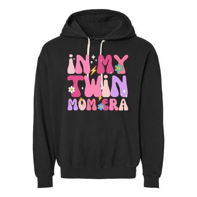 Retro Groovy In My Twin Mom Era Happy Mother's Day 2025 Garment-Dyed Fleece Hoodie