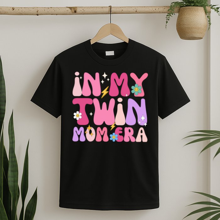 Retro Groovy In My Twin Mom Era Happy Mother's Day 2025 T-Shirt