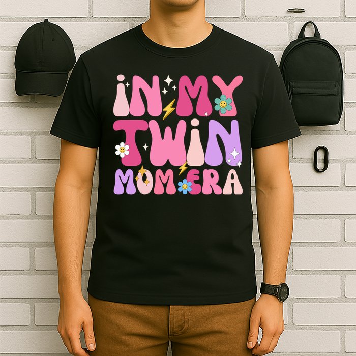 Retro Groovy In My Twin Mom Era Happy Mother's Day 2025 T-Shirt