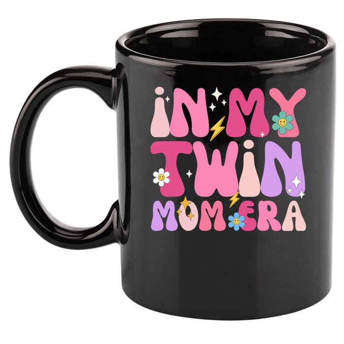 Retro Groovy In My Twin Mom Era Happy Mother's Day 2025 11oz C Handle Ceramic Mug