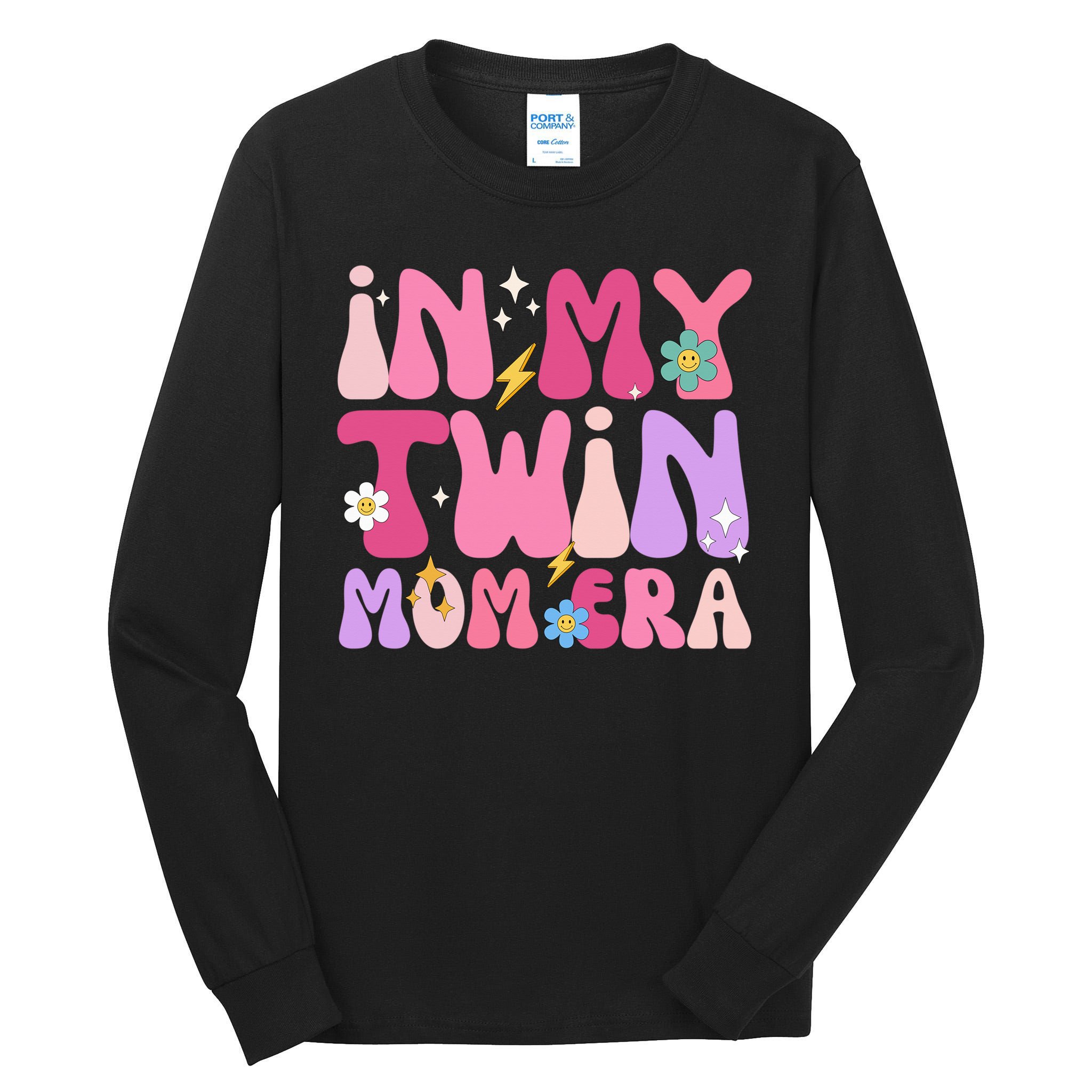 Retro Groovy In My Twin Mom Era Happy Mother's Day 2025 Tall Long Sleeve T-Shirt
