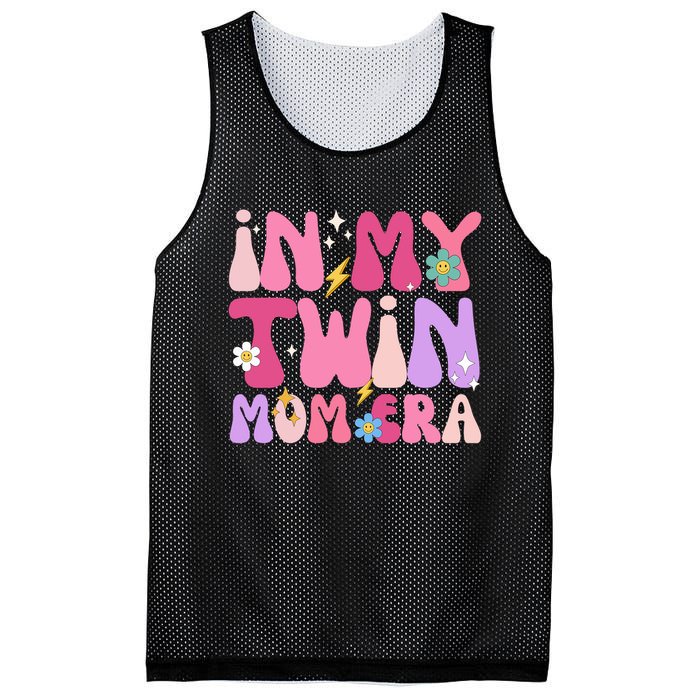 Retro Groovy In My Twin Mom Era Happy Mother's Day 2025 Mesh Reversible Basketball Jersey Tank