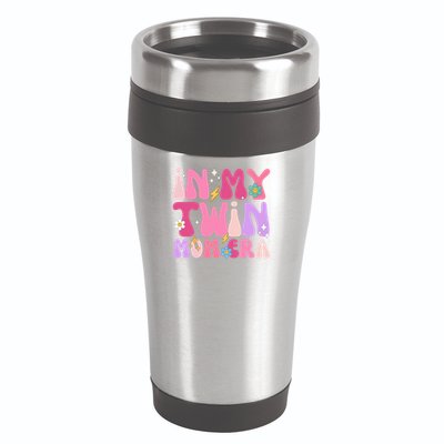 Retro Groovy In My Twin Mom Era Happy Mother's Day 2025 16oz Travel Tumbler