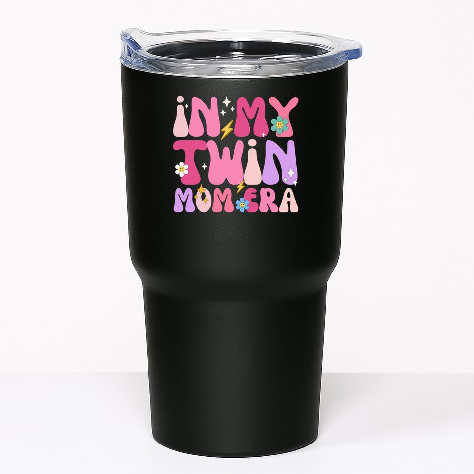 Retro Groovy In My Twin Mom Era Happy Mother's Day 2025 Tumbler