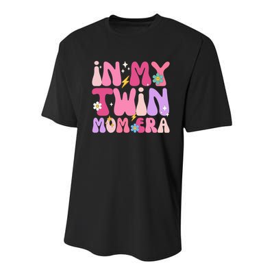 Retro Groovy In My Twin Mom Era Happy Mother's Day 2025 Youth Performance Sprint T-Shirt