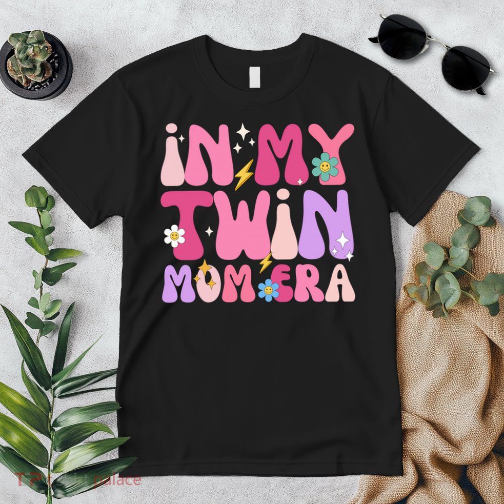 Retro Groovy In My Twin Mom Era Happy Mother's Day 2025 Premium T-Shirt