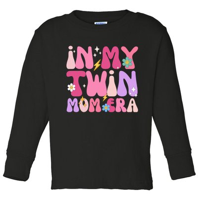 Retro Groovy In My Twin Mom Era Happy Mother's Day 2025 Toddler Long Sleeve Shirt