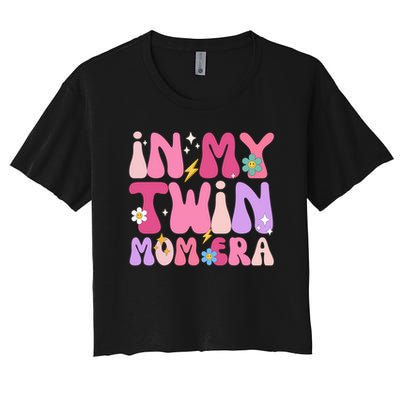 Retro Groovy In My Twin Mom Era Happy Mother's Day 2025 Crop Top