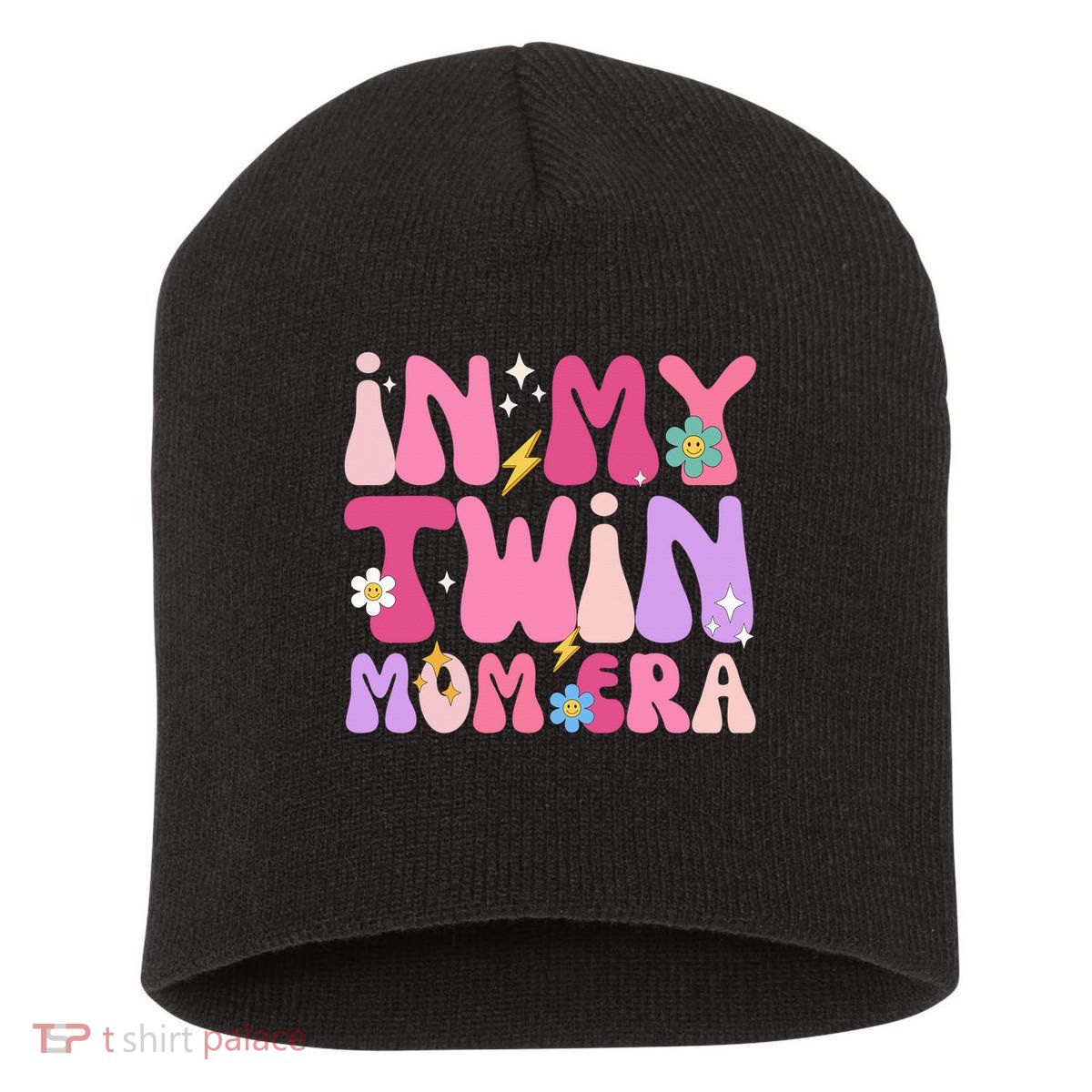 Retro Groovy In My Twin Mom Era Happy Mother's Day 2025 Short Acrylic Beanie