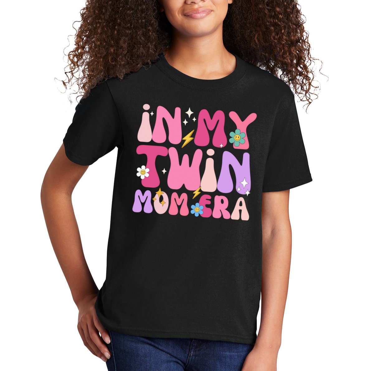 Retro Groovy In My Twin Mom Era Happy Mother's Day 2025 Kids T-Shirt