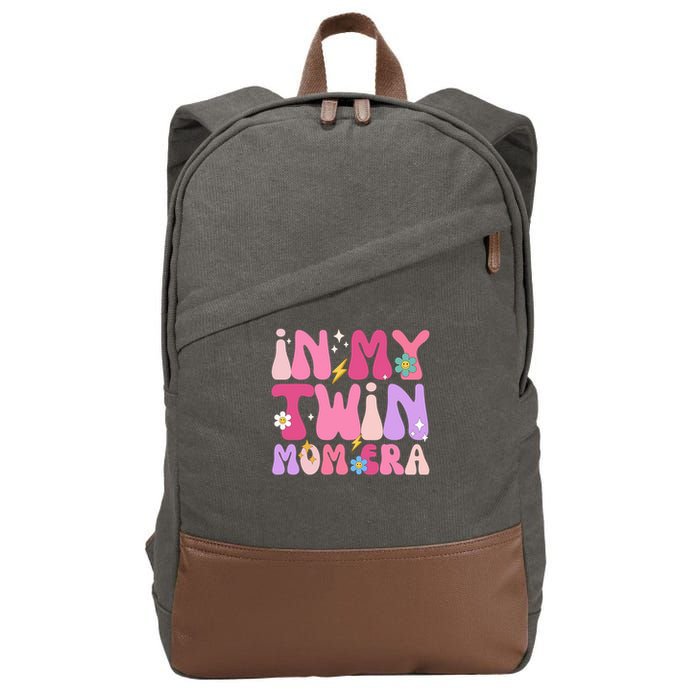 Retro Groovy In My Twin Mom Era Happy Mother's Day 2025 Cotton Canvas Backpack