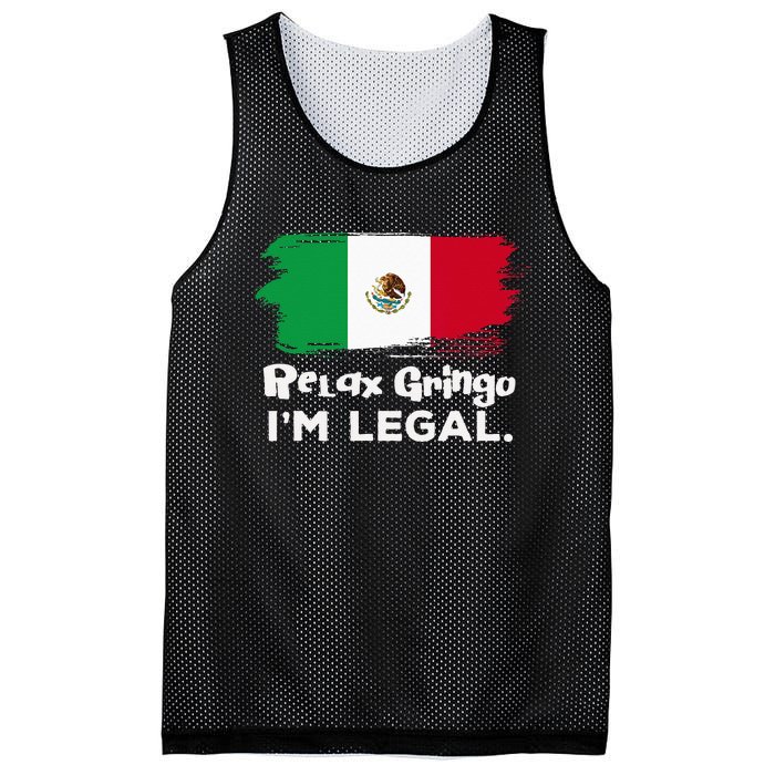 Relax Gringo Im Legal Funny Mexican Immigrant Mesh Reversible Basketball Jersey Tank