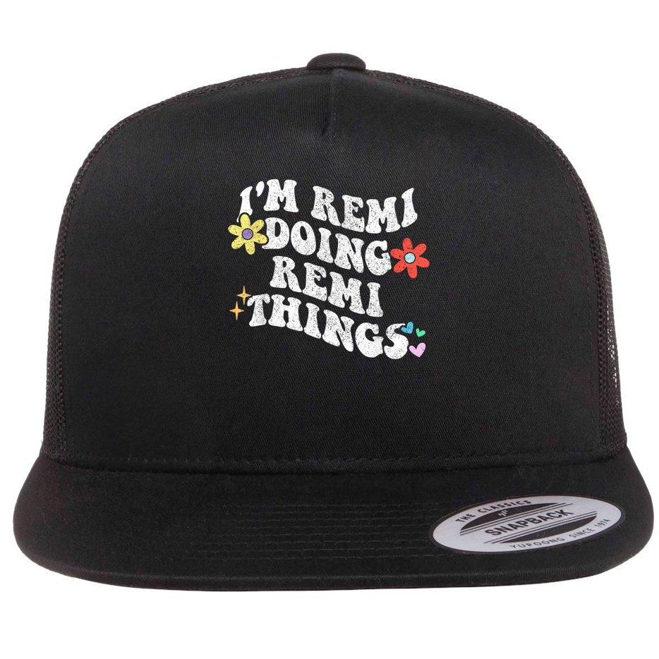 Retro Groovy Im REMI Doing REMI Things Funny Mother's Day Flat Bill Trucker Hat